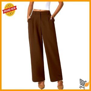 Wide Leg Dress Pants High Waisted Wrinkle Free Work Pants with Pockets XL